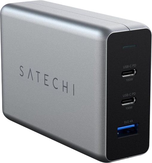 Мережевий зарядний пристрій Satechi 100W USB-C PD Compact GaN Space Gray